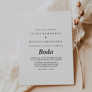 Formal Black White Boda Spanish Wedding Invitation