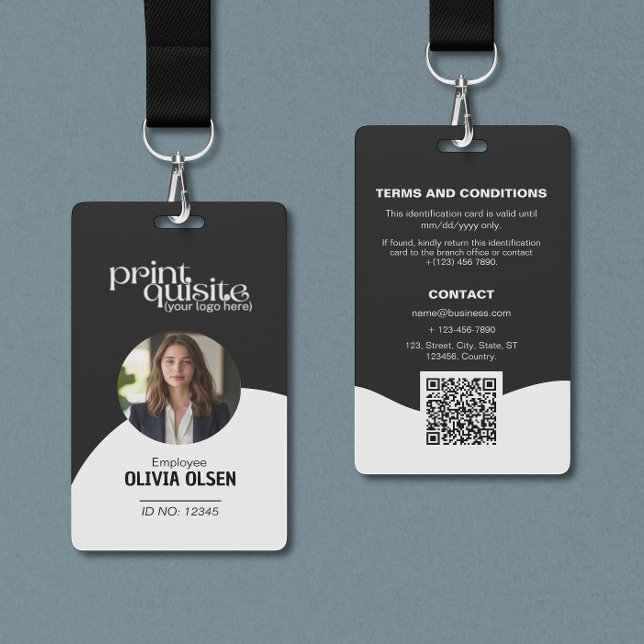Formal Black White Business & Event ID—Classic QR  ID Badge (Creator Uploaded)
