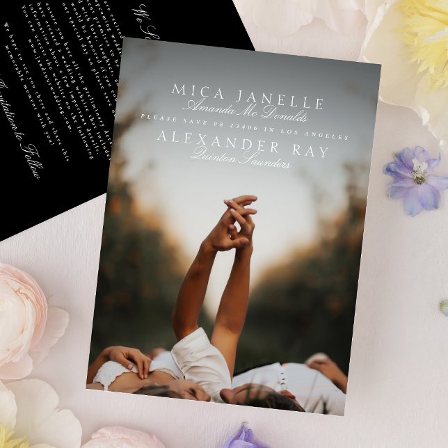 Formal Black White Classic Full Names Photo Save The Date (Creator Uploaded)