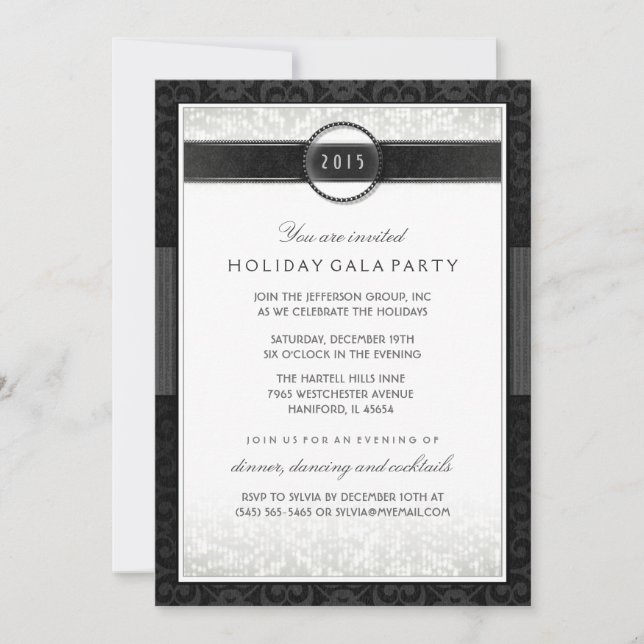 Formal Black & White Company Event Invitation (Front)