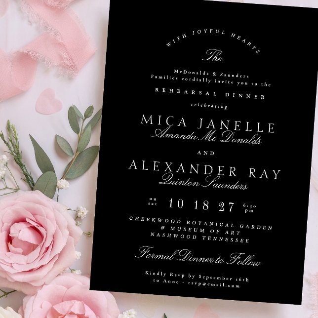Formal Black White Elegant Rehearsal Dinner Invitation (Creator Uploaded)