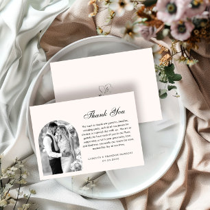 Formal Black White Photo   Elegant Script Wedding Thank You Card