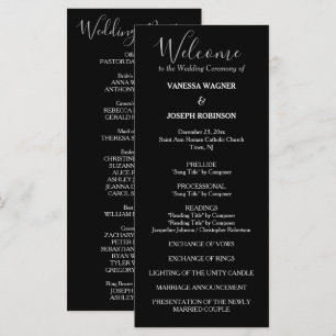 Formal Black White Wedding Program Names