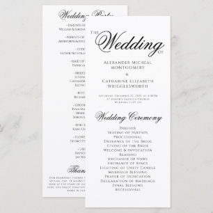Formal Black White Wedding Wedding Program
