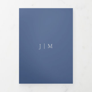 Formal Blueberry Blue Modern Wedding Tri-Fold Card