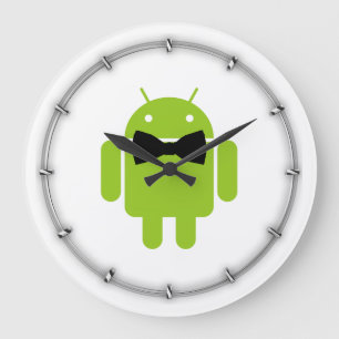 Formal Bow Tie Android Robot Icon Large Clock