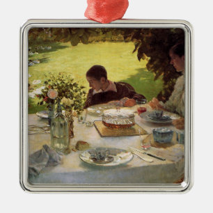 Formal Breakfast in the Garden Metal Ornament