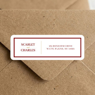 Formal Burgundy & Gold Wedding Return Address Label
