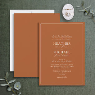 Formal Burnt Orange Classic Script Wedding Invitation