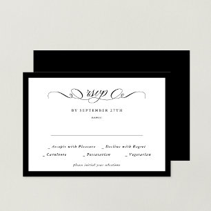 Formal Calligraphy Black Framed Classic Wedding RSVP Card