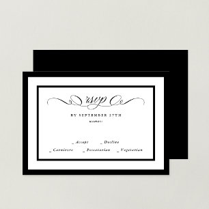 Formal Calligraphy Black Framed Classic Wedding RSVP Card