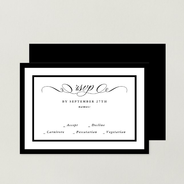 Formal Calligraphy Black Framed Classic Wedding RSVP Card (Creator Uploaded)