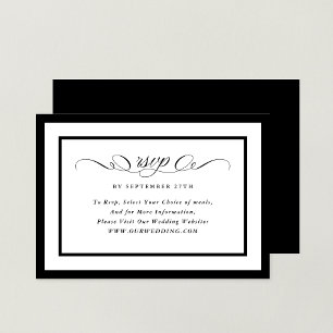 Formal Calligraphy Black Framed Wedding Website RSVP Card