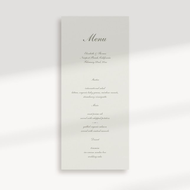 Formal Calligraphy Classic Ecru Simple Wedding Menu (formal traditional elegant calligraphy wedding menu card ecru classic)