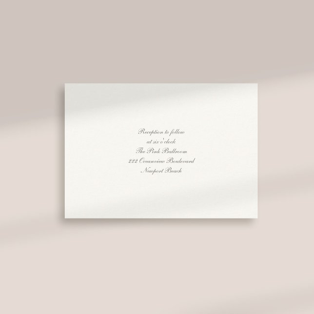 Formal Calligraphy Classic Pearl Reception Wedding Enclosure Card (formal traditional elegant calligraphy wedding reception card pearl classic)