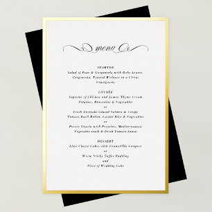 Formal Calligraphy Gold Foil Frame Wedding Menu