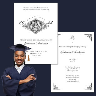 Formal Catholic Christian Holy Family Graduation Invitation