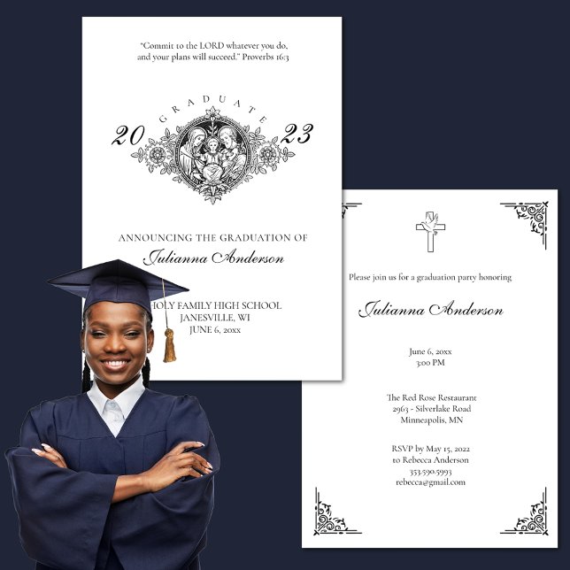 Formal Catholic Christian Holy Family Graduation Invitation (Creator Uploaded)