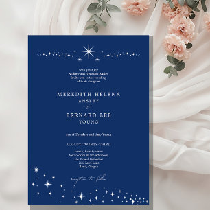 Formal Celestial Elegant Wedding Navy Blue Invitation