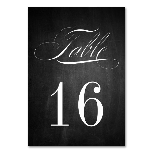 Formal Chalkboard Table Number Card (Front)