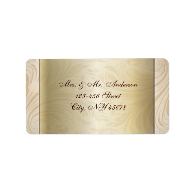 Formal champagne gold Wedding Address Labels (Front)