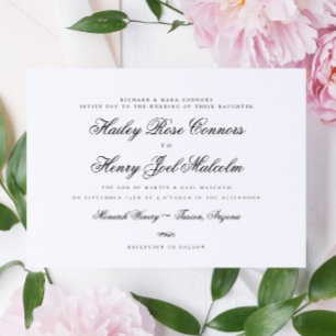Formal Chic Elegant Calligraphy Script Wedding Invitation