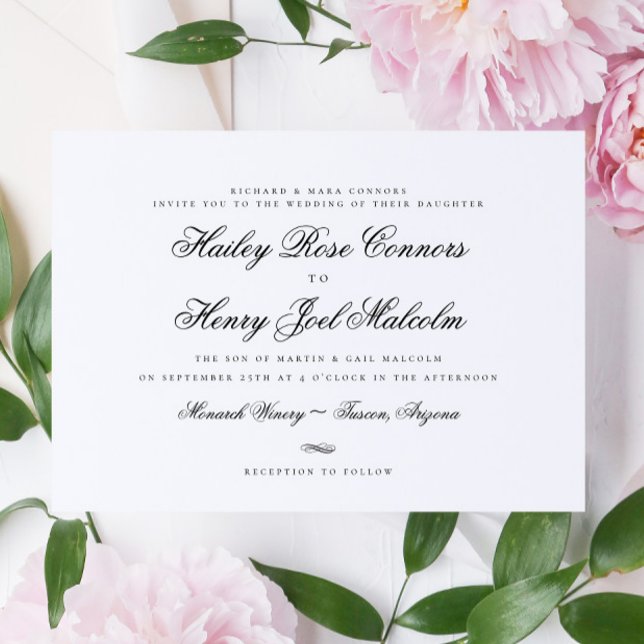 Formal Chic Elegant Calligraphy Script Wedding Invitation (Creator Uploaded)