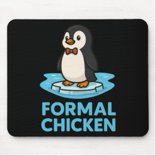 Formal Chicken Funny Penguin On Ice Animal Joke Pu Mouse Pad