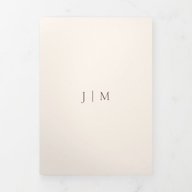 Formal Chocolate Brown Modern Wedding Tri-Fold Card (Cover)