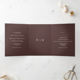 Formal Chocolate brown Trend Colour Modern Wedding Tri-Fold Card