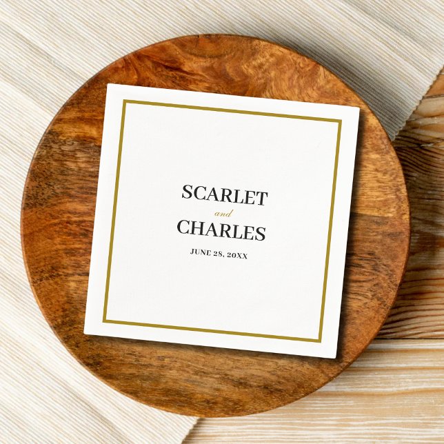 Formal Classic Black Gold Monogram Wedding Napkin (Formal black and gold monogram napkins add a refined, elegant touch to wedding tables.)