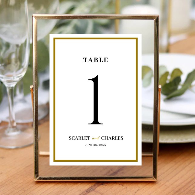 Formal Classic Black Gold Monogram Wedding Table Number (Formal black and gold monogram table number adds a refined, cohesive touch to reception décor.)
