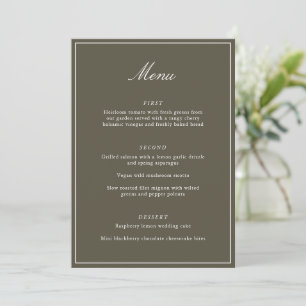 Formal Classic Border Olive Script Elegant Wedding Menu