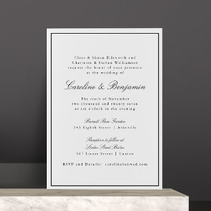 Formal Classic Border Script Elegant Wedding RSVP Invitation