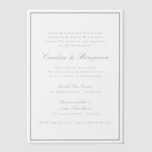 Formal Classic Border Script Elegant Wedding RSVP Vellum Invitations