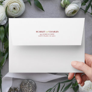 Formal Classic Burgundy & Gold Monogram Wedding Envelope
