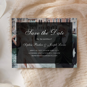 Formal Classic Dark Overlay   Photo Save the Date Announcement Postcard