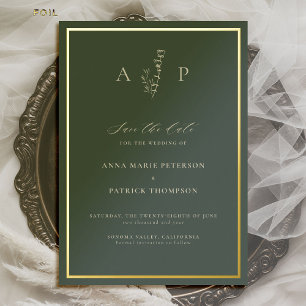 Formal Classic Delicate Sage Wedding Save the Date