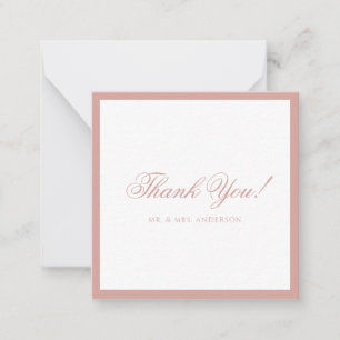 Formal Classic Dusty Rose Border Wedding Thank You Card