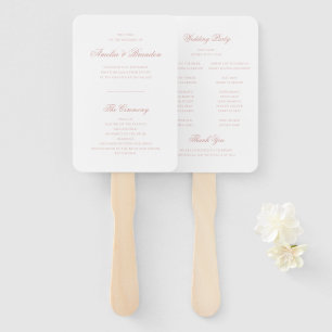 Formal Classic Dusty Rose Script Wedding Program Hand Fan