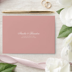 Formal Classic Dusty Rose & White Script Wedding Envelope