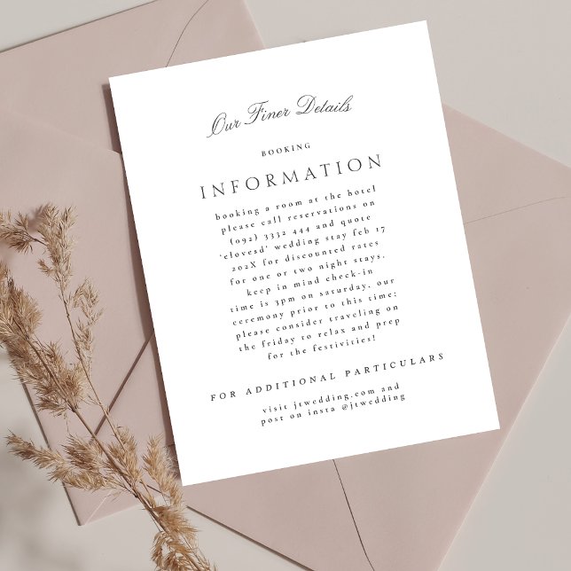 Formal Classic Elegant Calligraphy Wedding Details Enclosure Card (Creator Uploaded)
