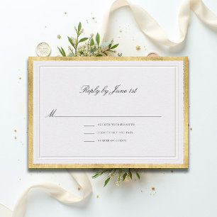 Formal Classic Elegant Gold Pearl Sm Wedding RSVP Card