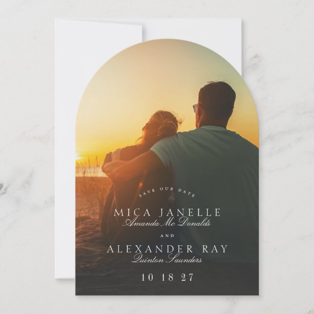 Formal Classic & Elegant Photo QR Code Arch Save The Date (Front)