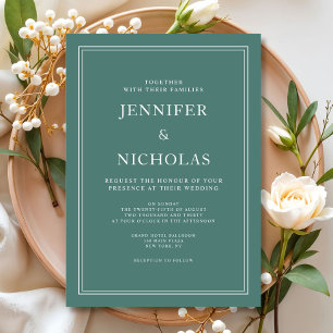 Formal Classic Emerald Green Wedding Invitation