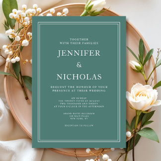 Formal Classic Emerald Green Wedding Invitation