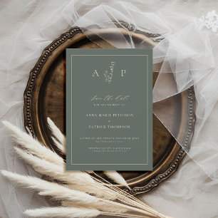Formal Classic Frame Delicate Sage Sprigs Wedding Save The Date