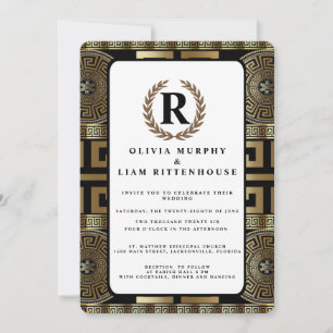 Formal Classic Grecian Key of Life Laurel Wreath Invitation