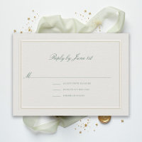 Formal Classic Green Elegant Ecru Wedding RSVP