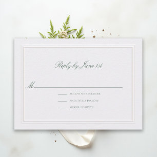 Formal Classic Green Elegant Pearl Wedding RSVP